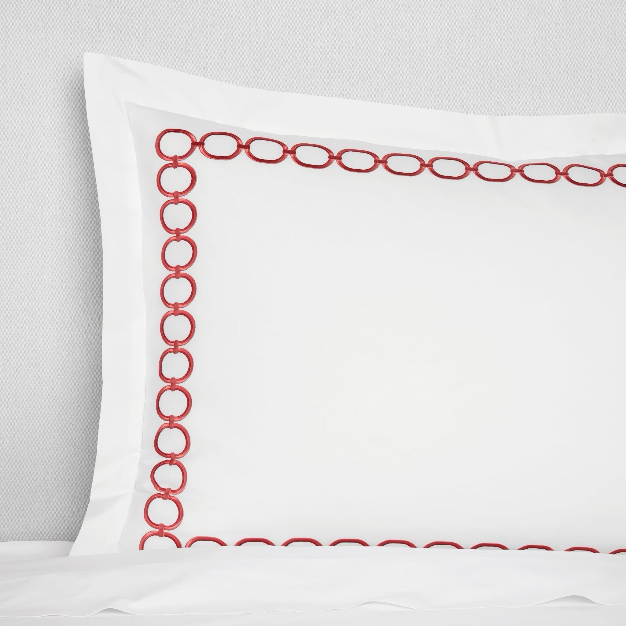 Sferra Catena Bedding - White/Persimmon