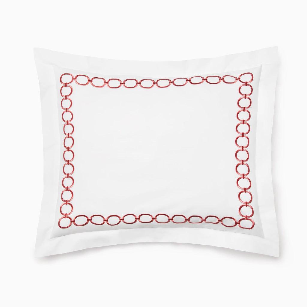 Sferra Catena Bedding - White/Persimmon