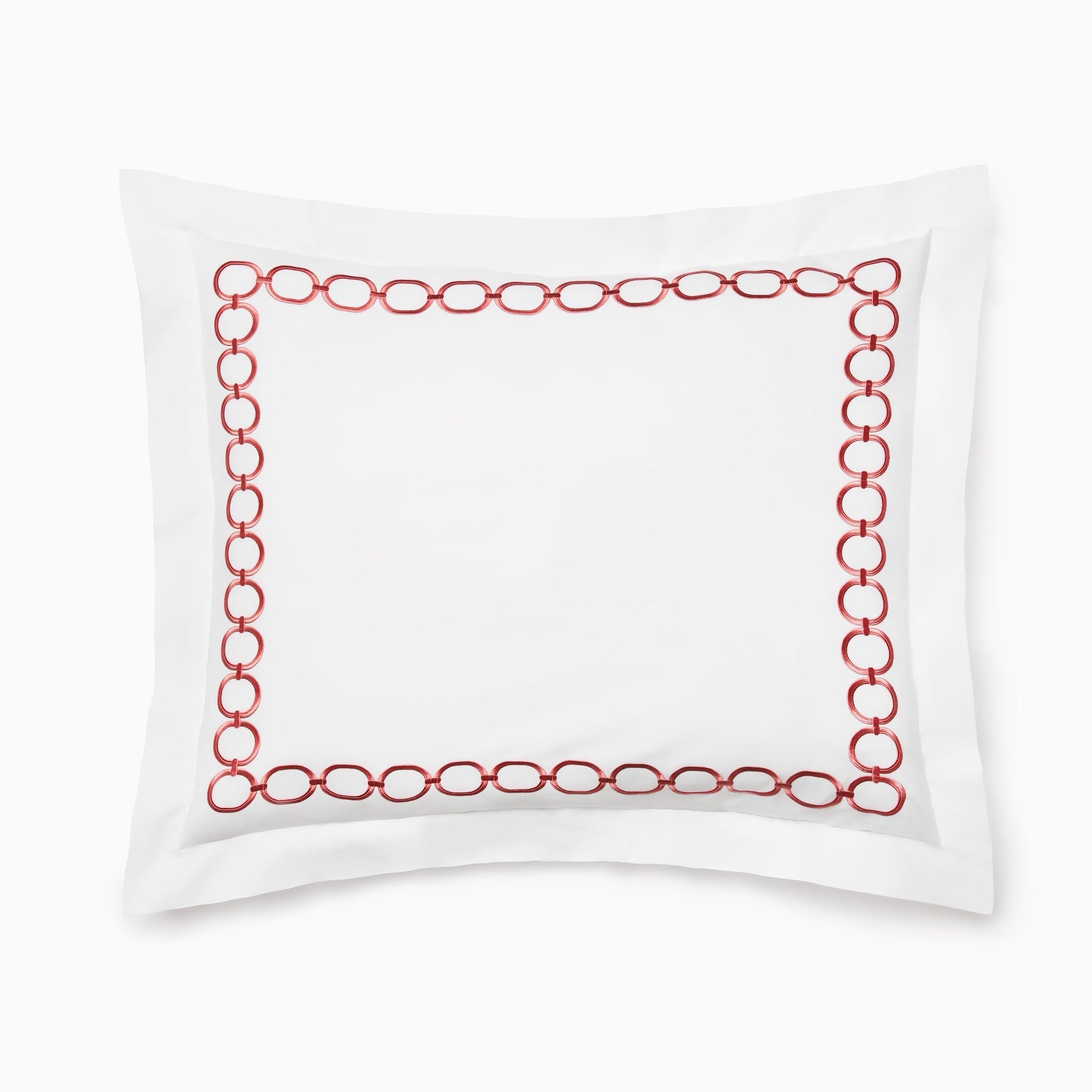 Sferra Catena Bedding - White/Persimmon