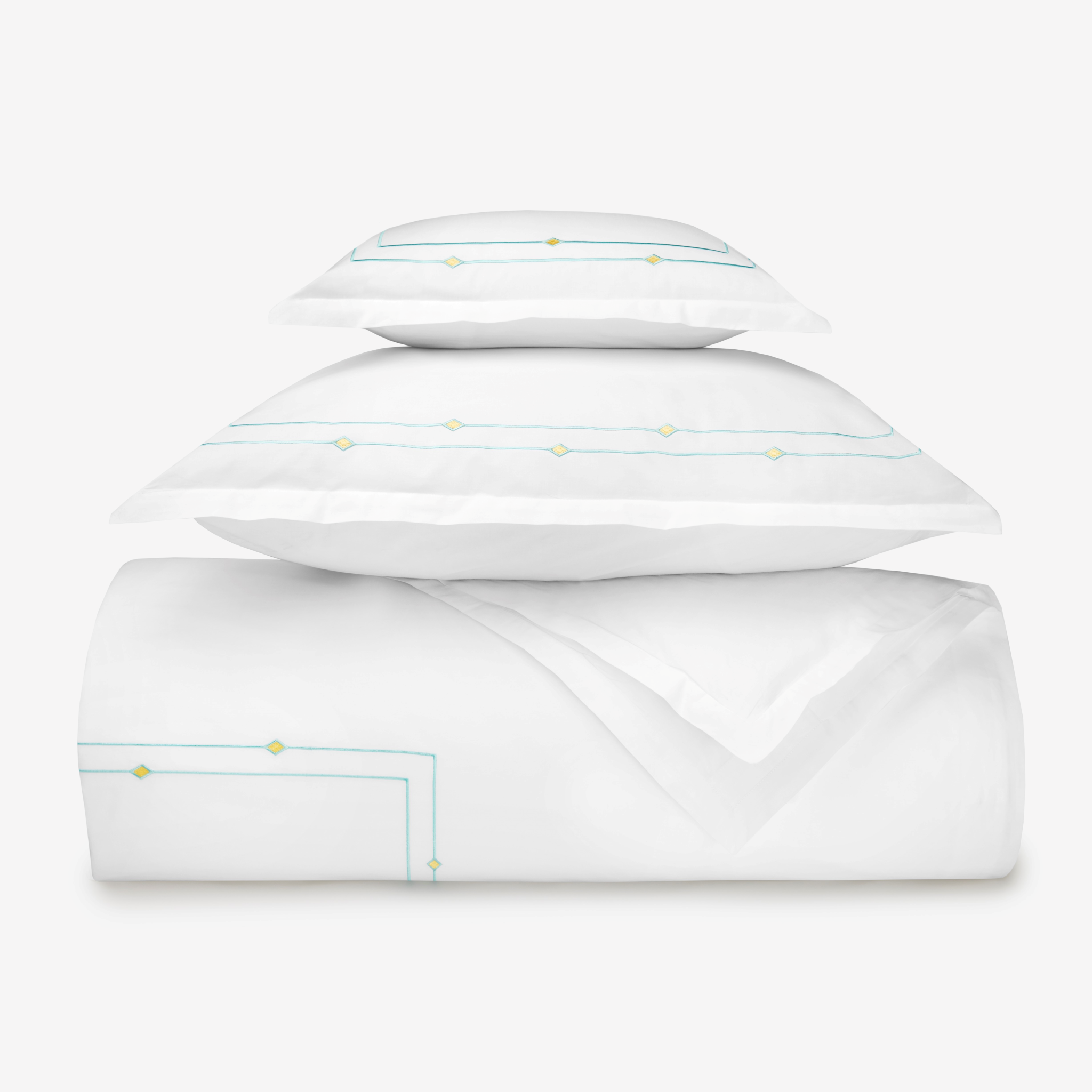 Sferra Diamantini Twin XL Bedding - White/Aqua