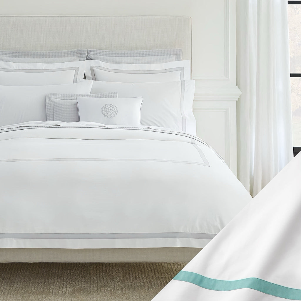 Sferra Estate Bedding - White/Aqua