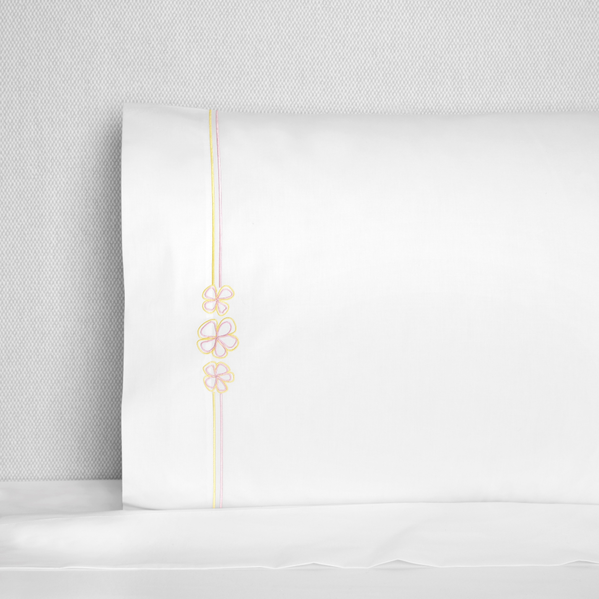 Sferra Fiorina Twin XL Bedding - White/Carnation