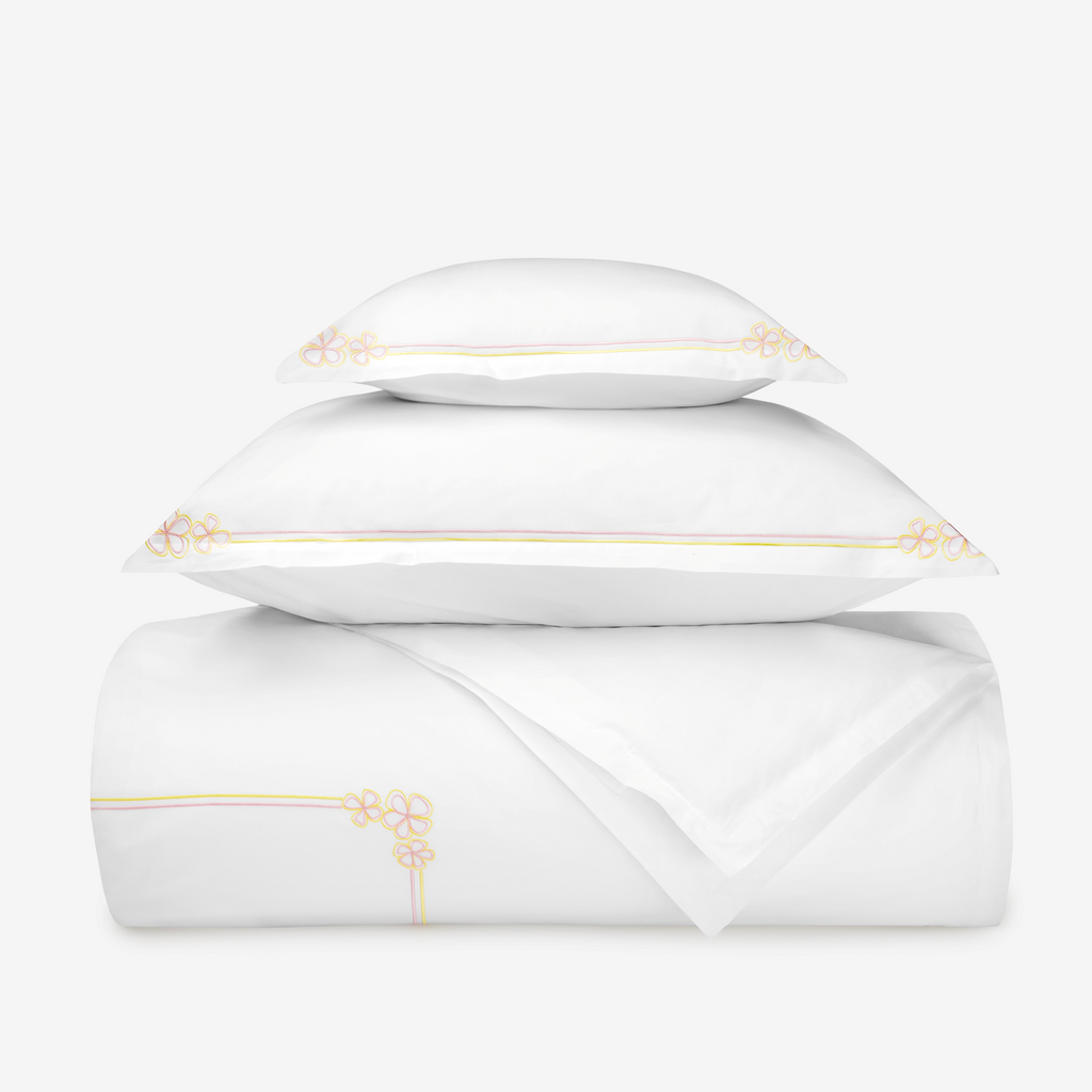 Sferra Fiorina Twin XL Bedding - White/Carnation