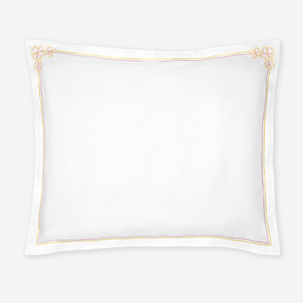 Sferra Fiorina Twin XL Bedding - White/Carnation