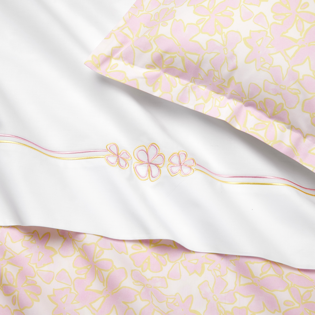 Sferra Fiorina Twin XL Bedding - White/Carnation