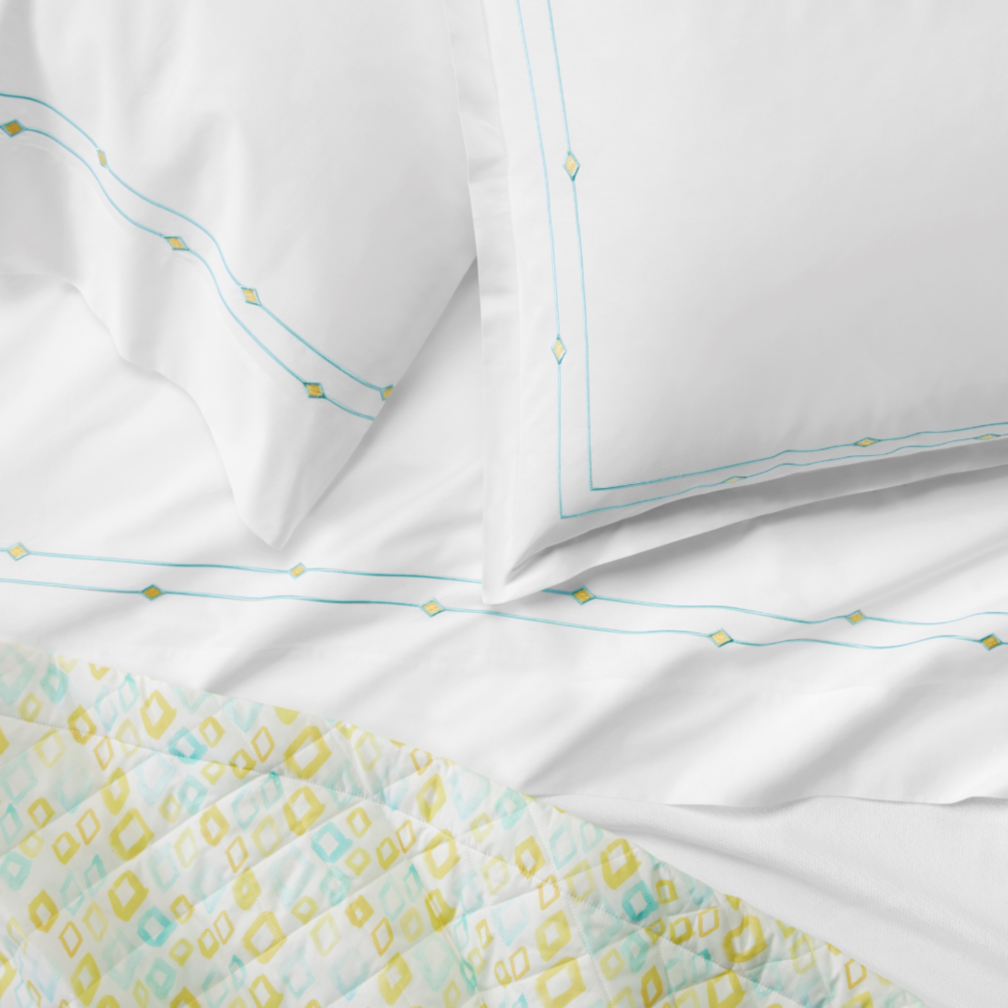 Sferra Geometrico Twin XL Bedding - Aqua
