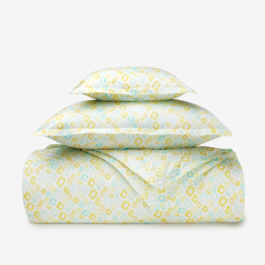 Sferra Geometrico Twin XL Bedding - Aqua