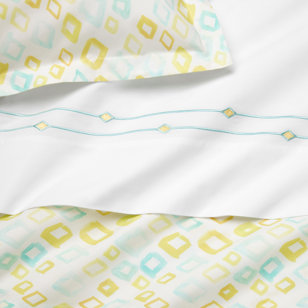 Sferra Geometrico Twin XL Bedding - Aqua