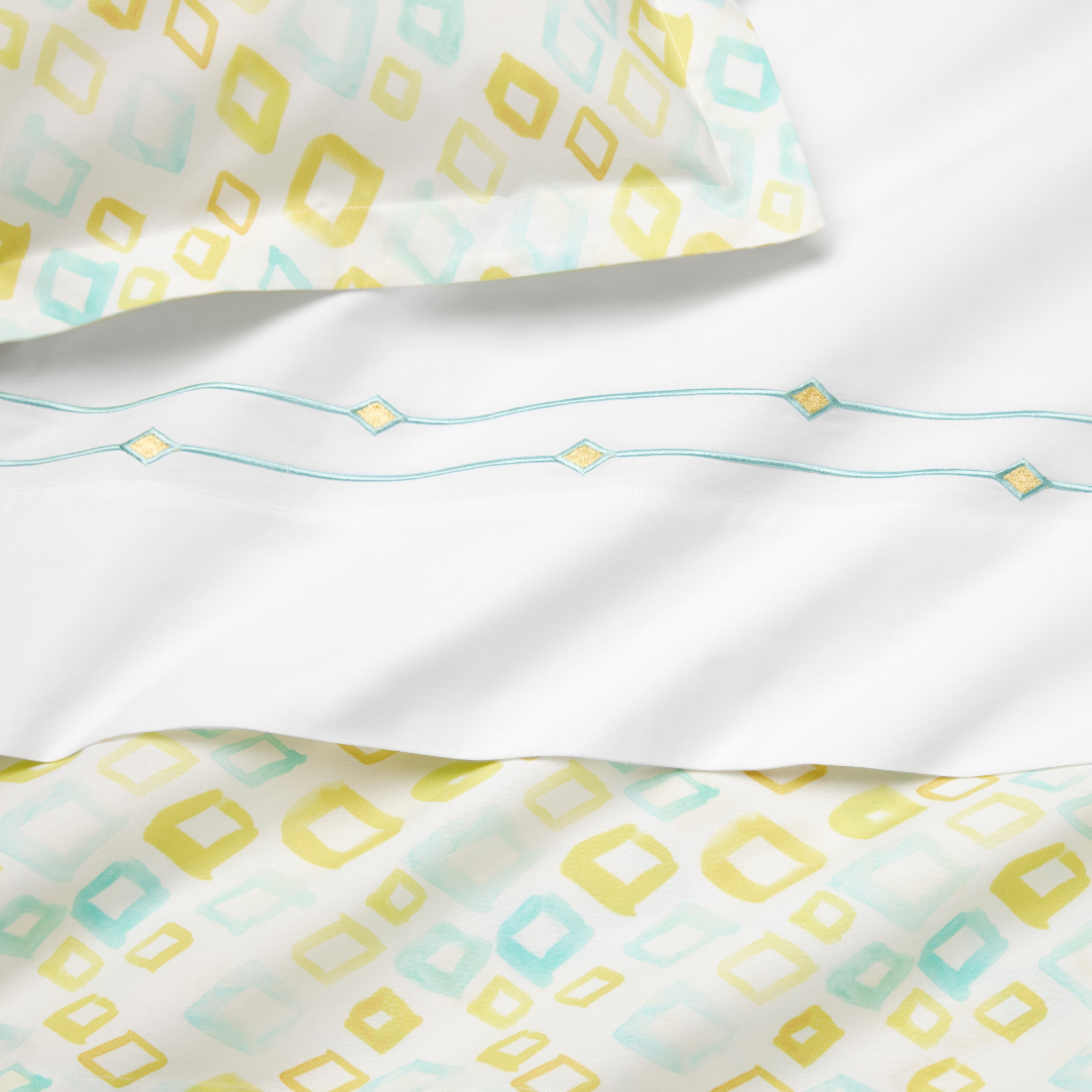 Sferra Geometrico Twin XL Bedding - Aqua