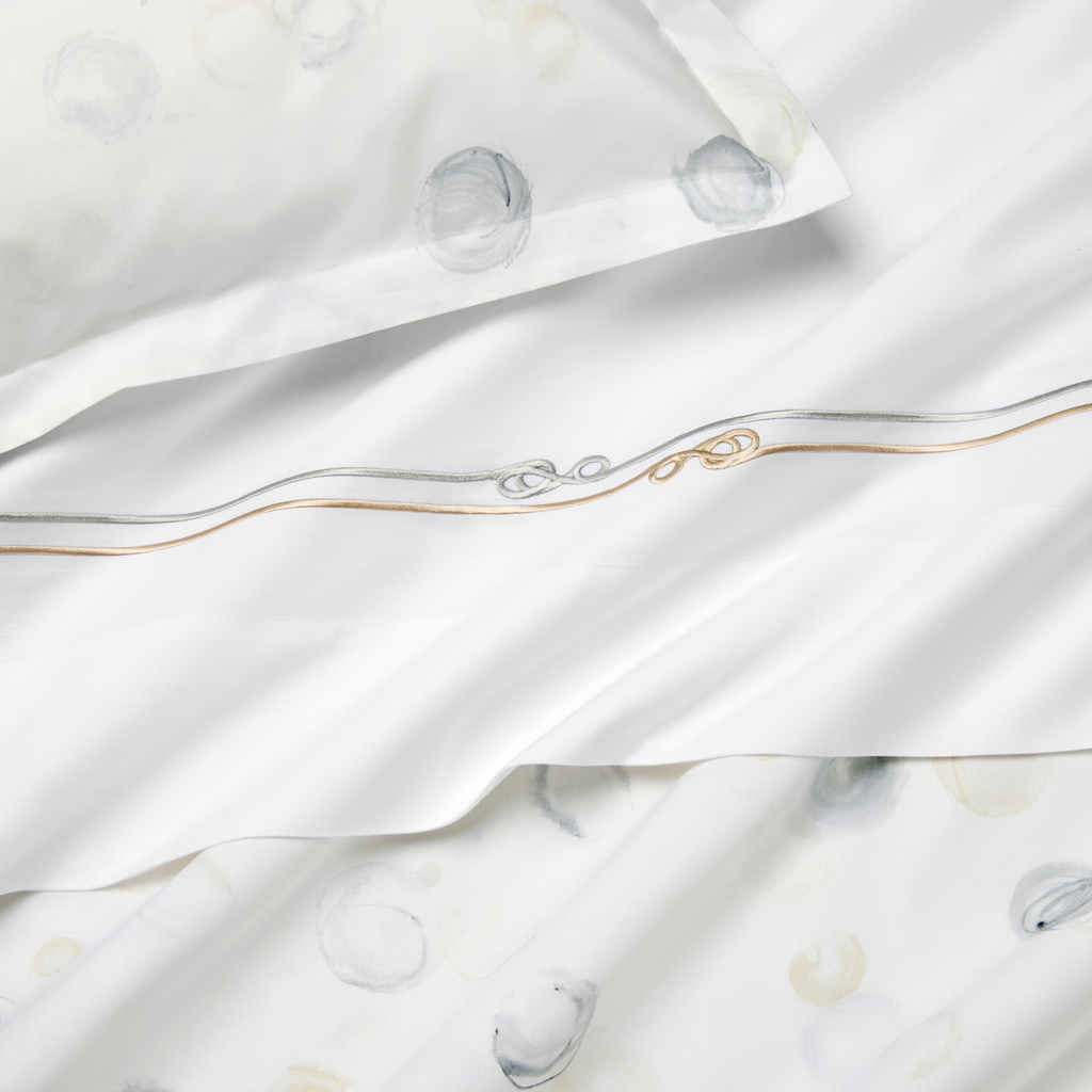 Sferra Squillo Twin XL Bedding - White/Platinum