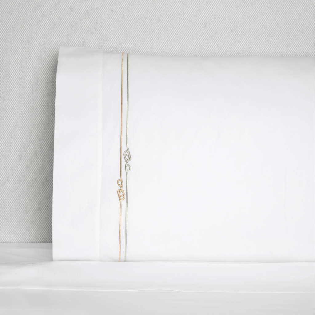 Sferra Squillo Twin XL Bedding - White/Platinum