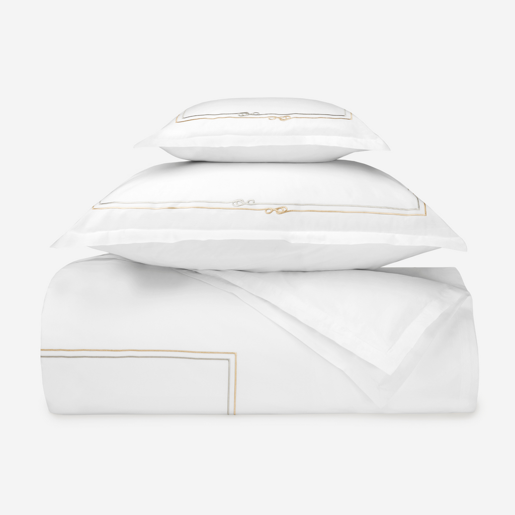 Sferra Squillo Twin XL Bedding - White/Platinum