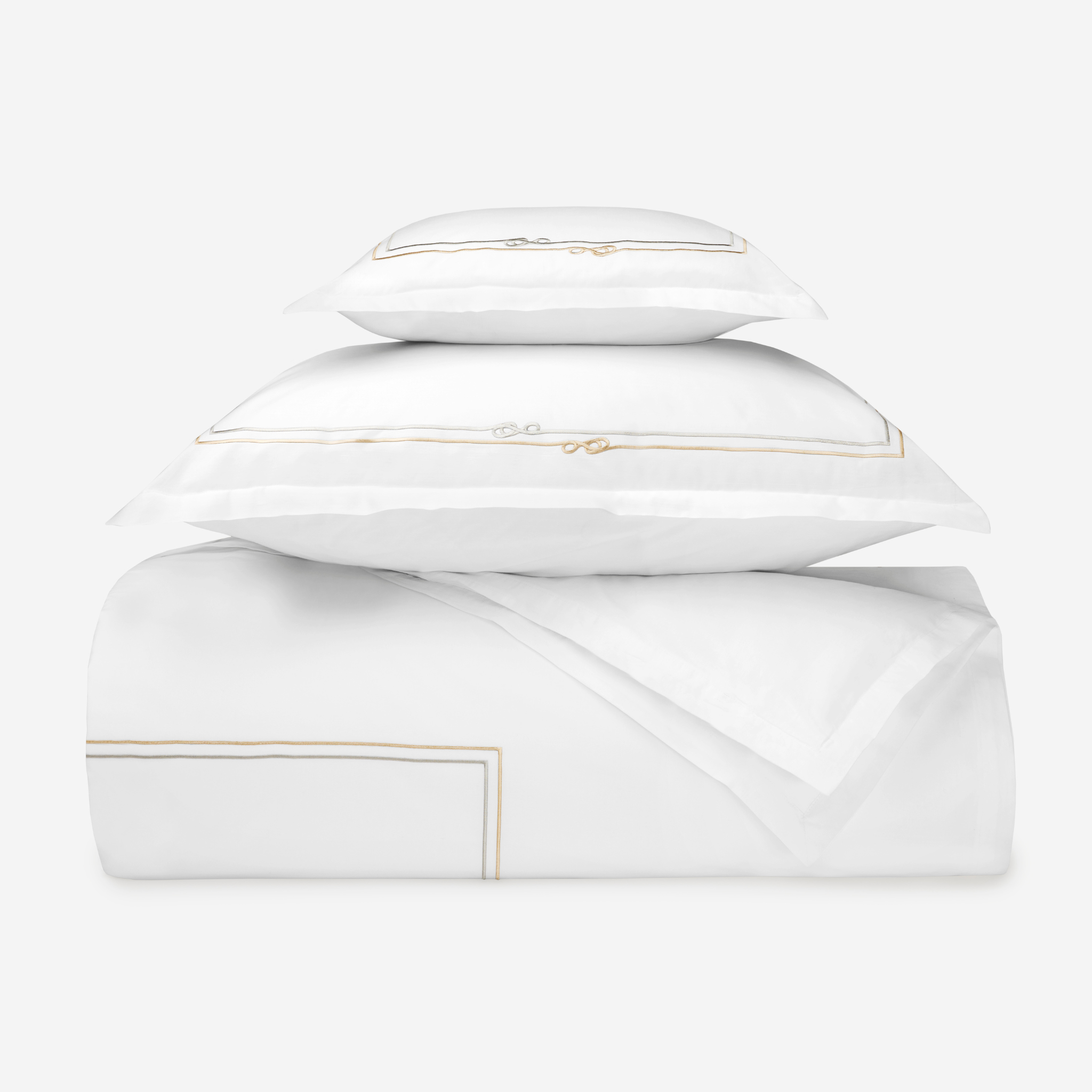 Sferra Squillo Twin XL Bedding - White/Platinum