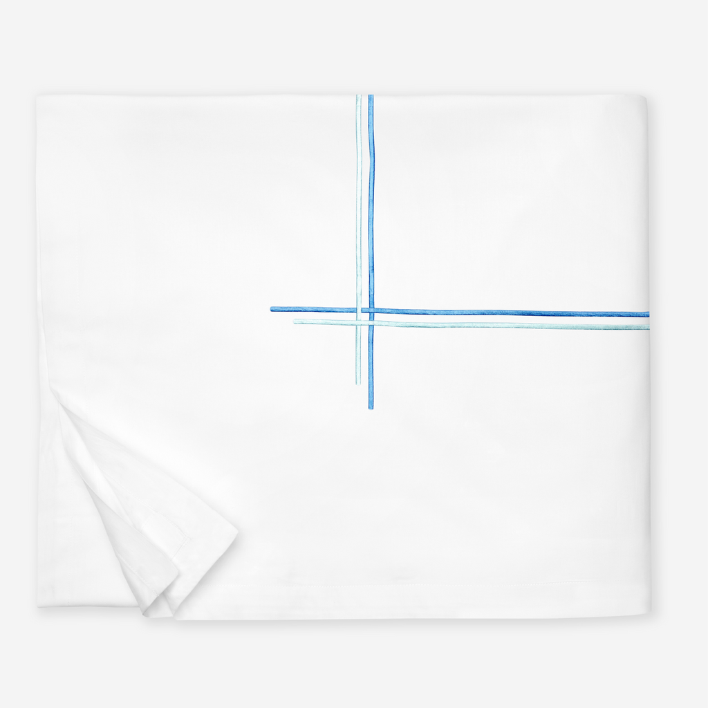 Sferra Tratto Twin XL Bedding - White/Clearwater