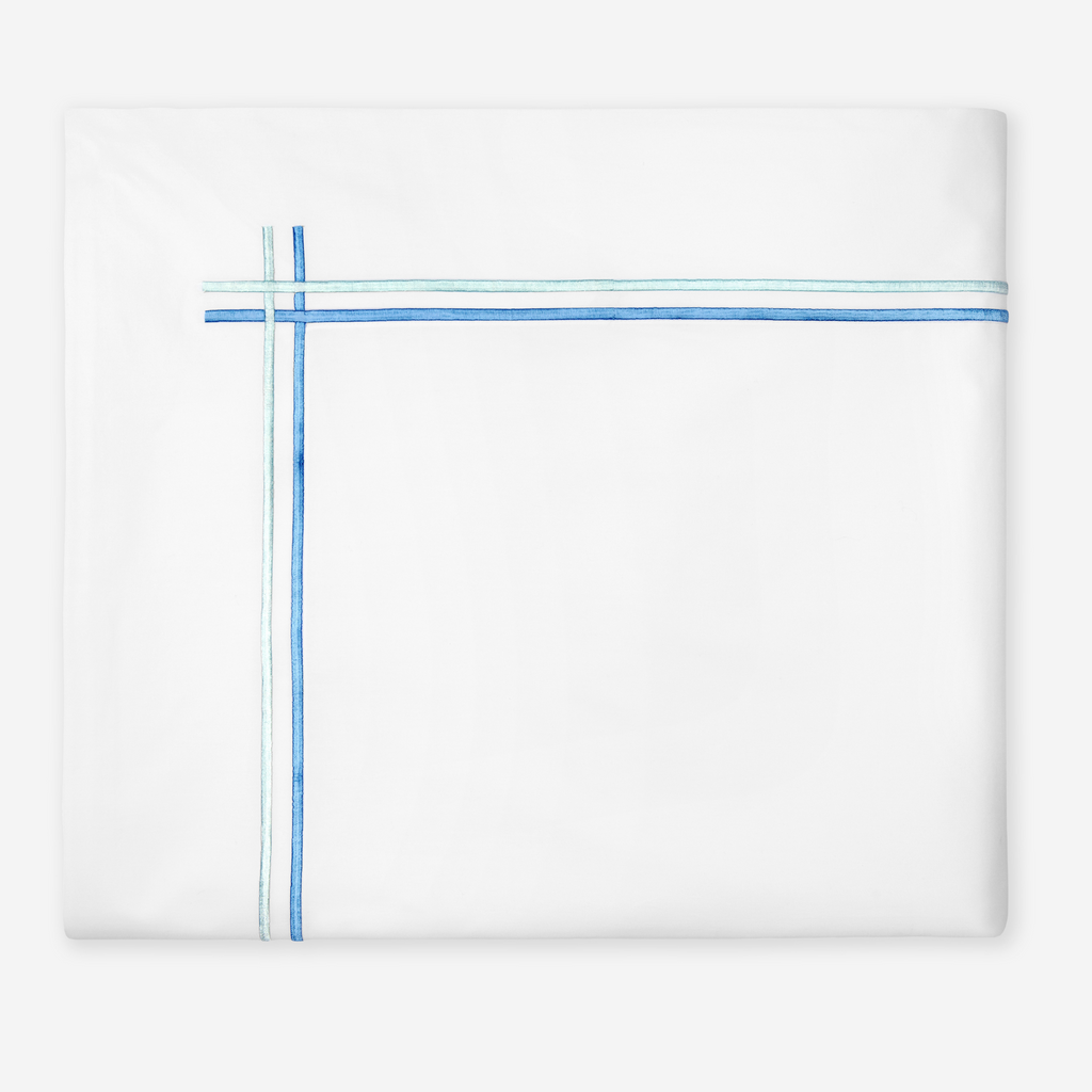 Sferra Tratto Twin XL Bedding - White/Clearwater