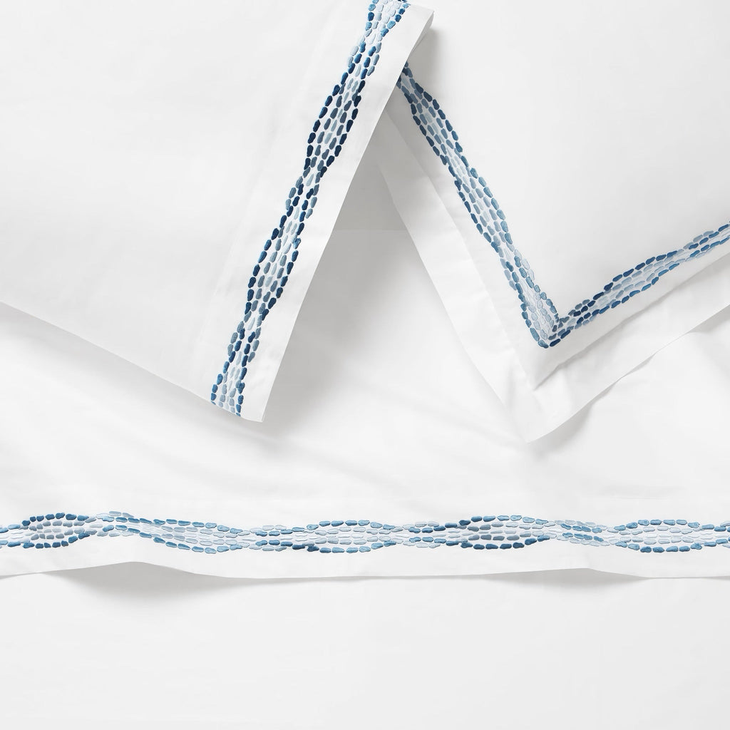 Sferra X Scalamandre Cobblestones Embroidered Bedding - White/Sea