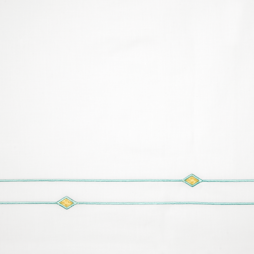 Sferra Diamantini Twin XL Bedding - White/Aqua