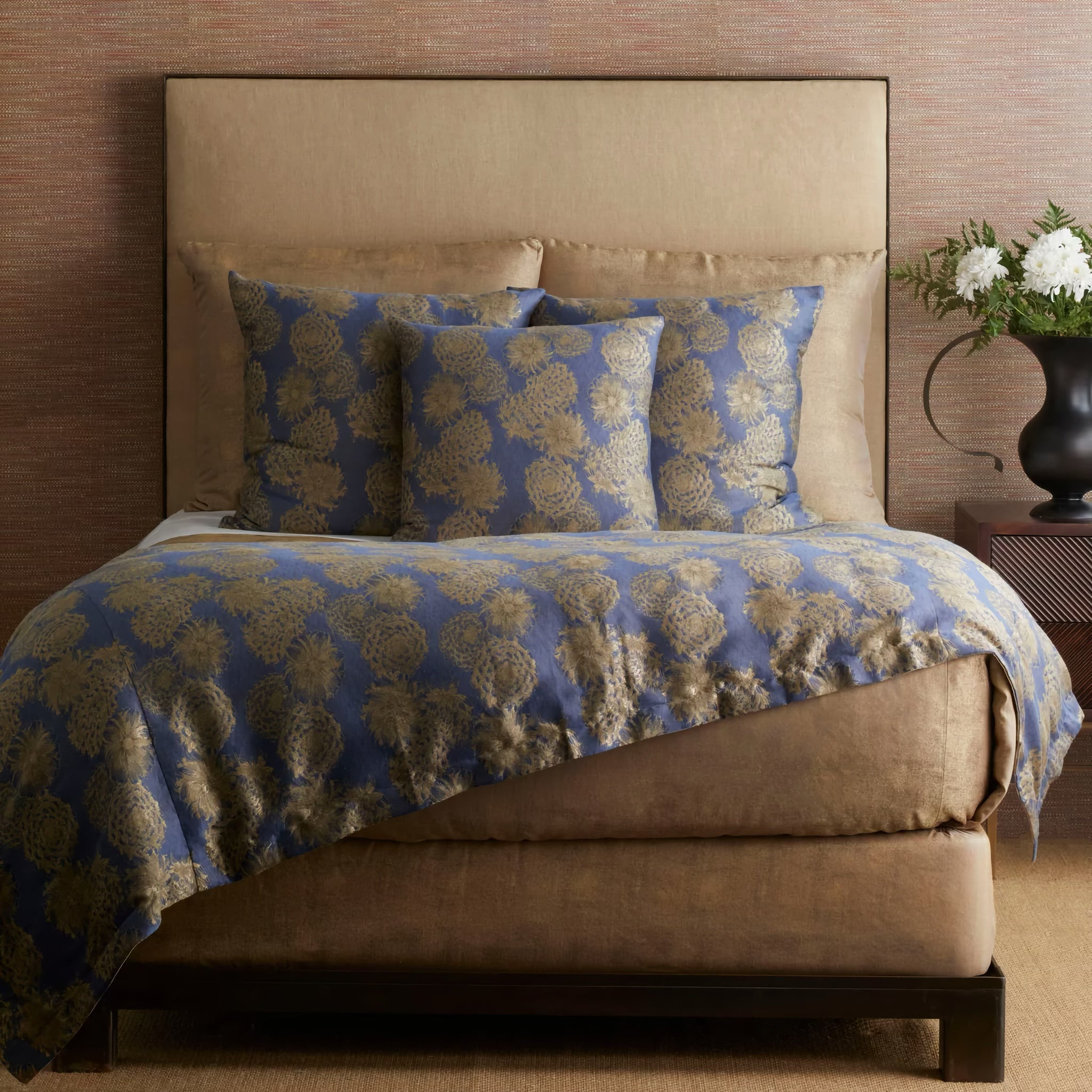 The Met x Ann Gish Chrysanthemum Bedding - Blue
