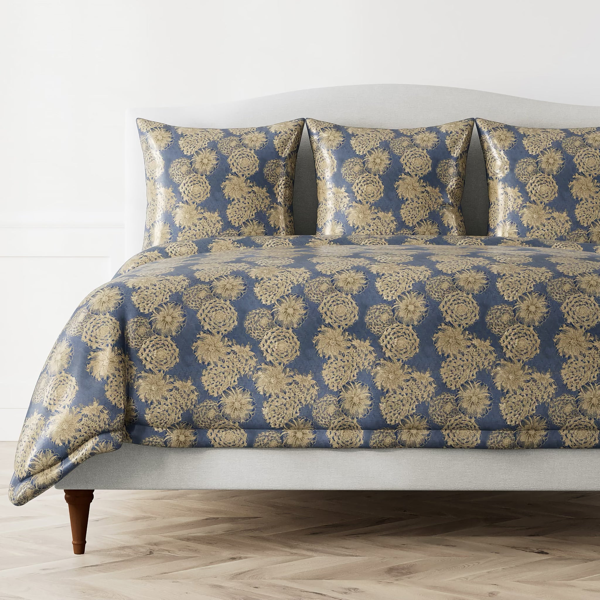 The Met x Ann Gish Chrysanthemum Bedding - Blue