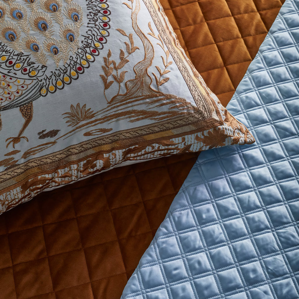 The Met x Ann Gish Divani Peacock Decorative Pillow - Aqua/Gold