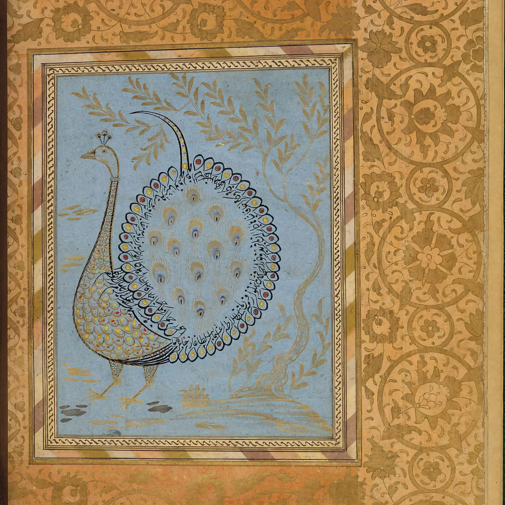 The Met x Ann Gish Divani Peacock Decorative Pillow - Aqua/Gold