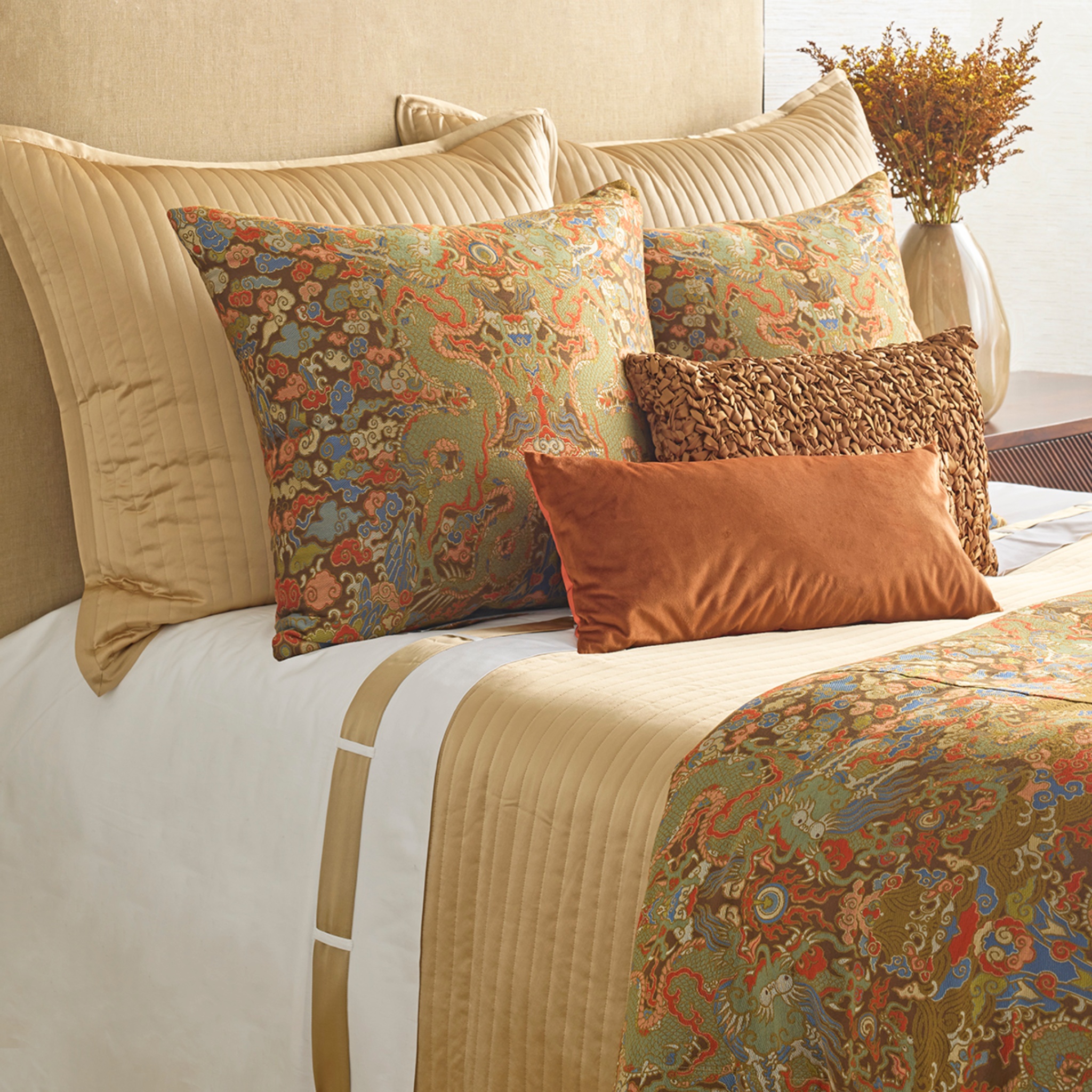 The Met x Ann Gish Dragon Duvet Cover and Decorative Pillow - Multi