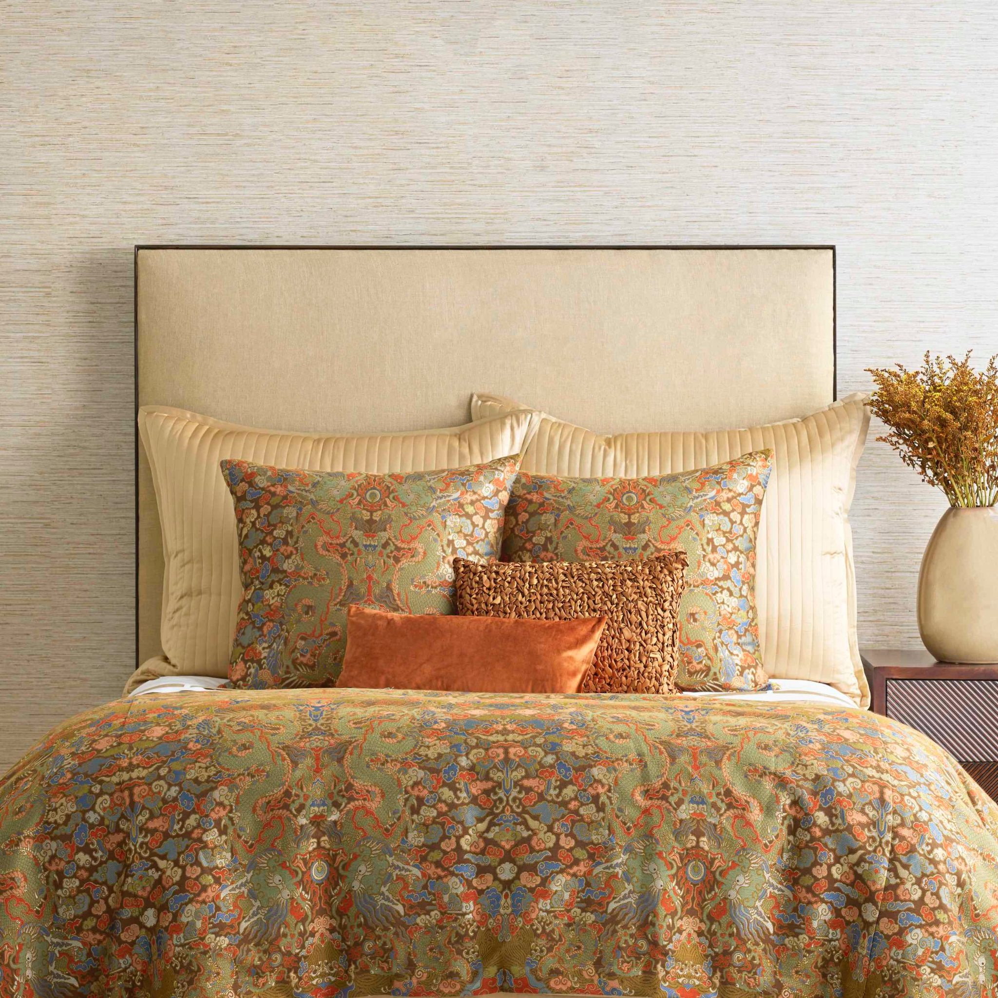 The Met x Ann Gish Dragon Duvet Cover and Decorative Pillow - Multi