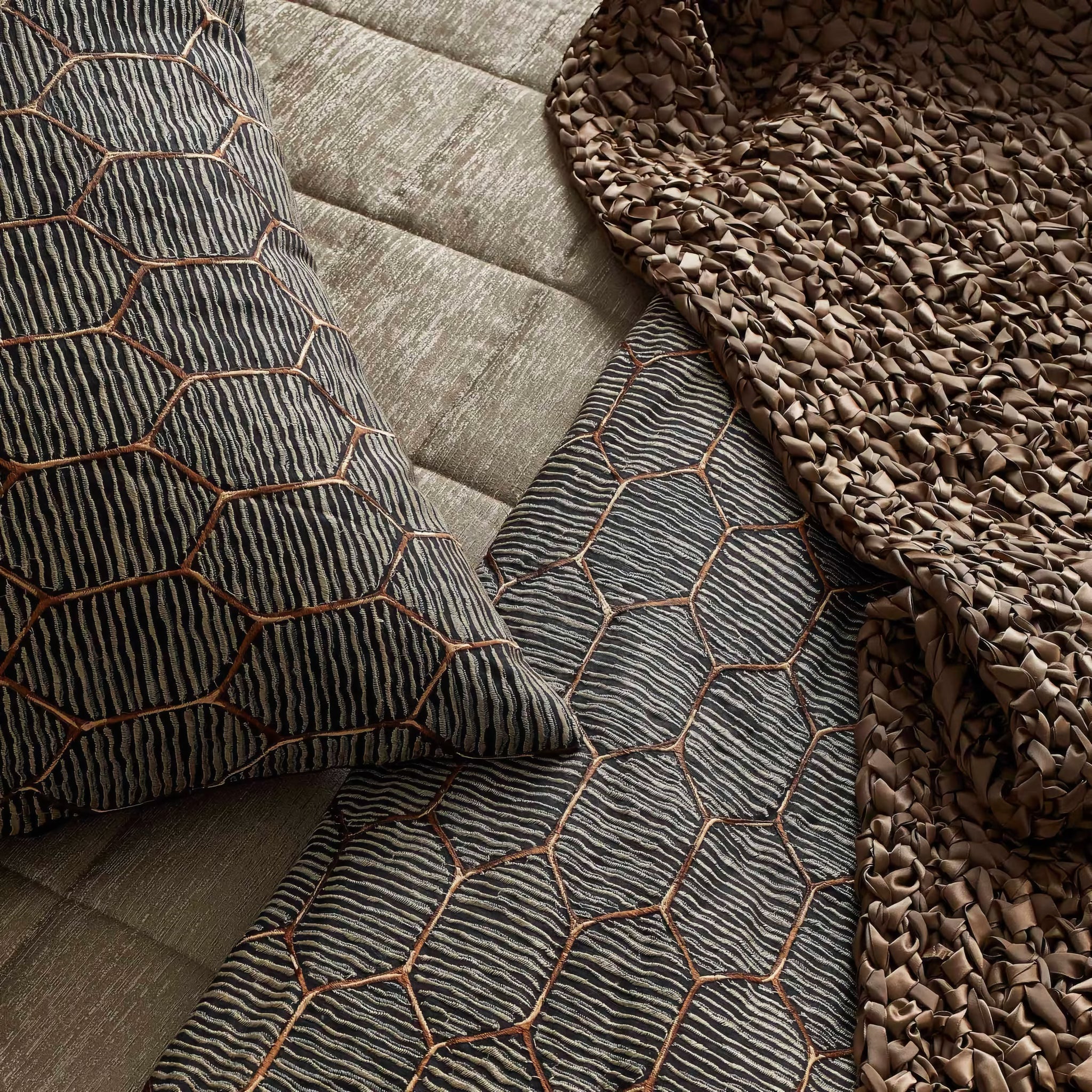 The Met x Ann Gish Inro Throw and Decorative Pillow - Charcoal