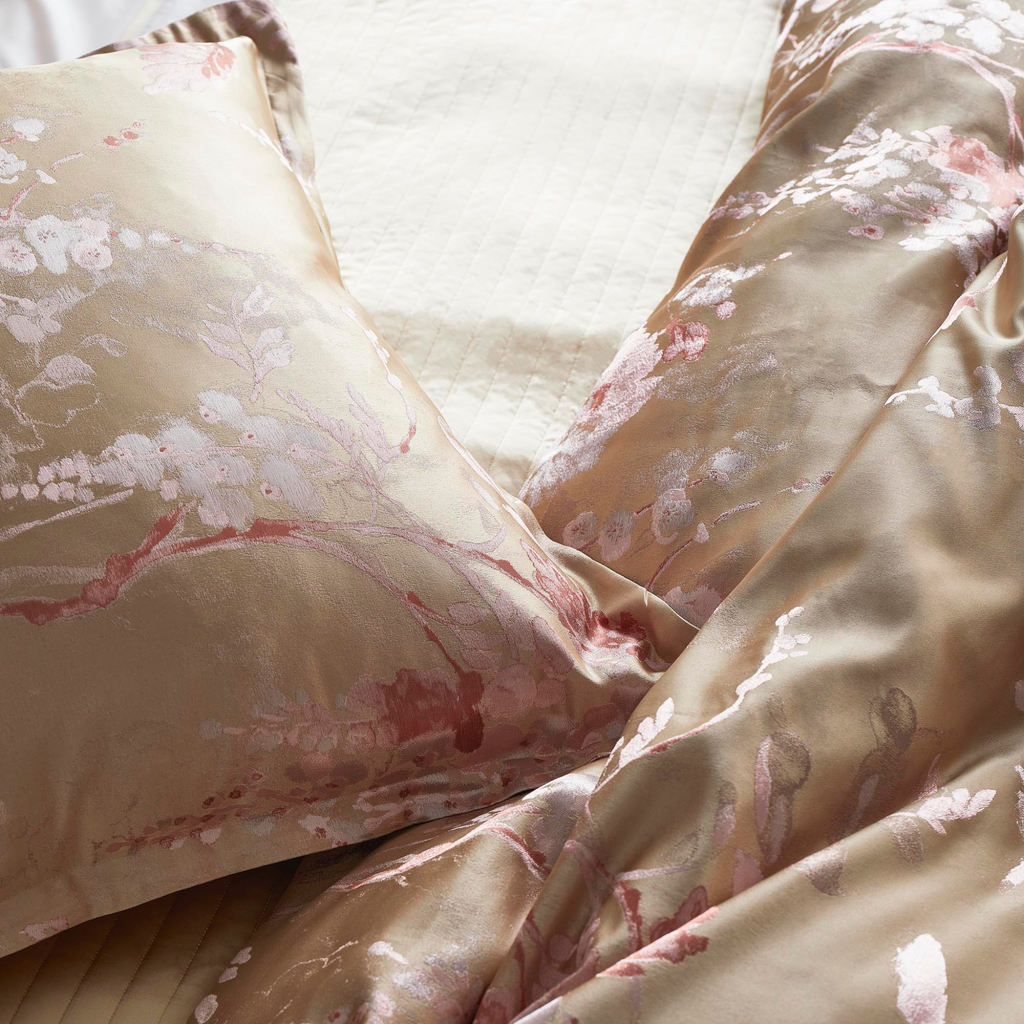 The Met x Ann Gish Jardin Fleur Duvet Cover and Sham - Pink/Gold