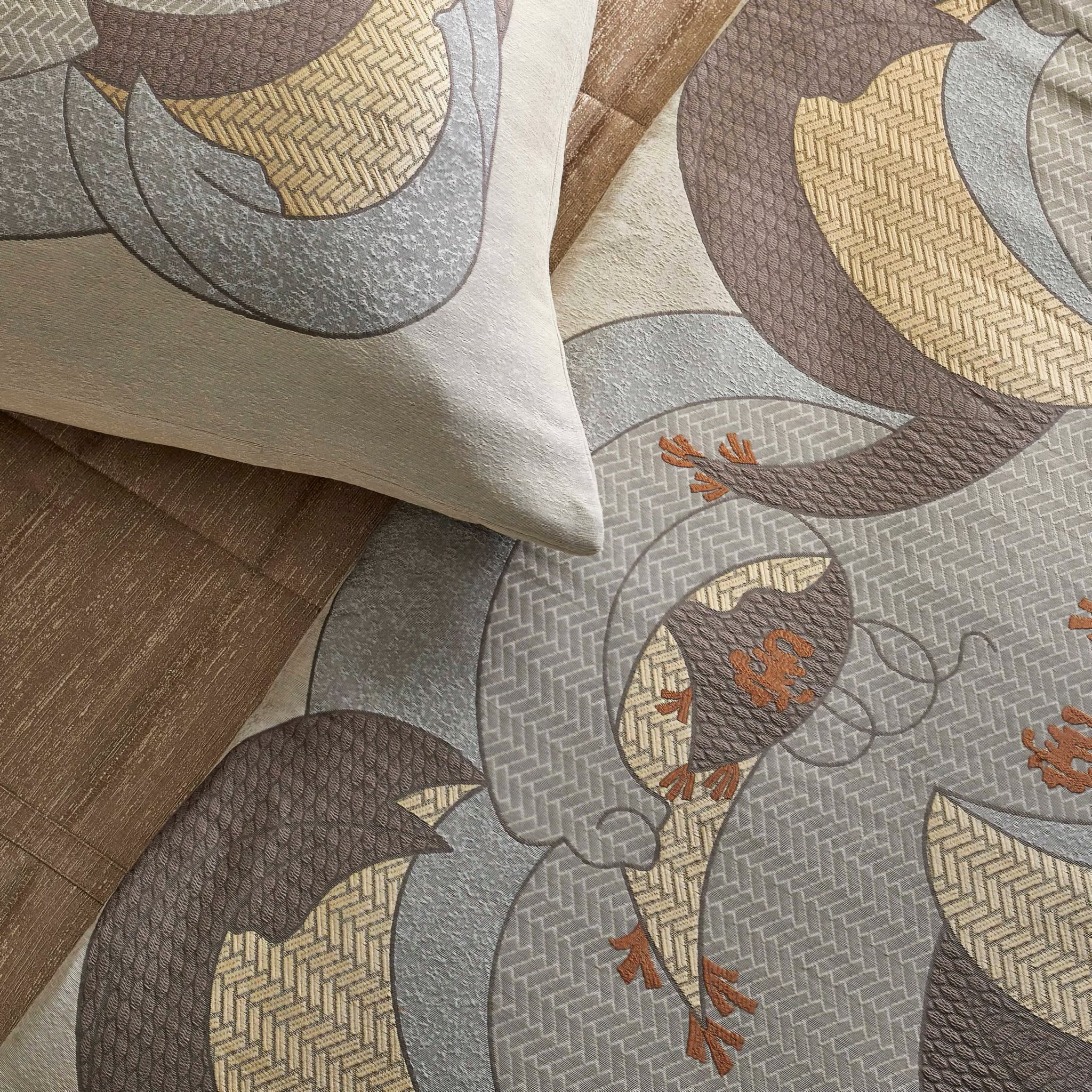 The Met x Ann Gish Kosode Throw and Decorative Pillow - Blue/Gold