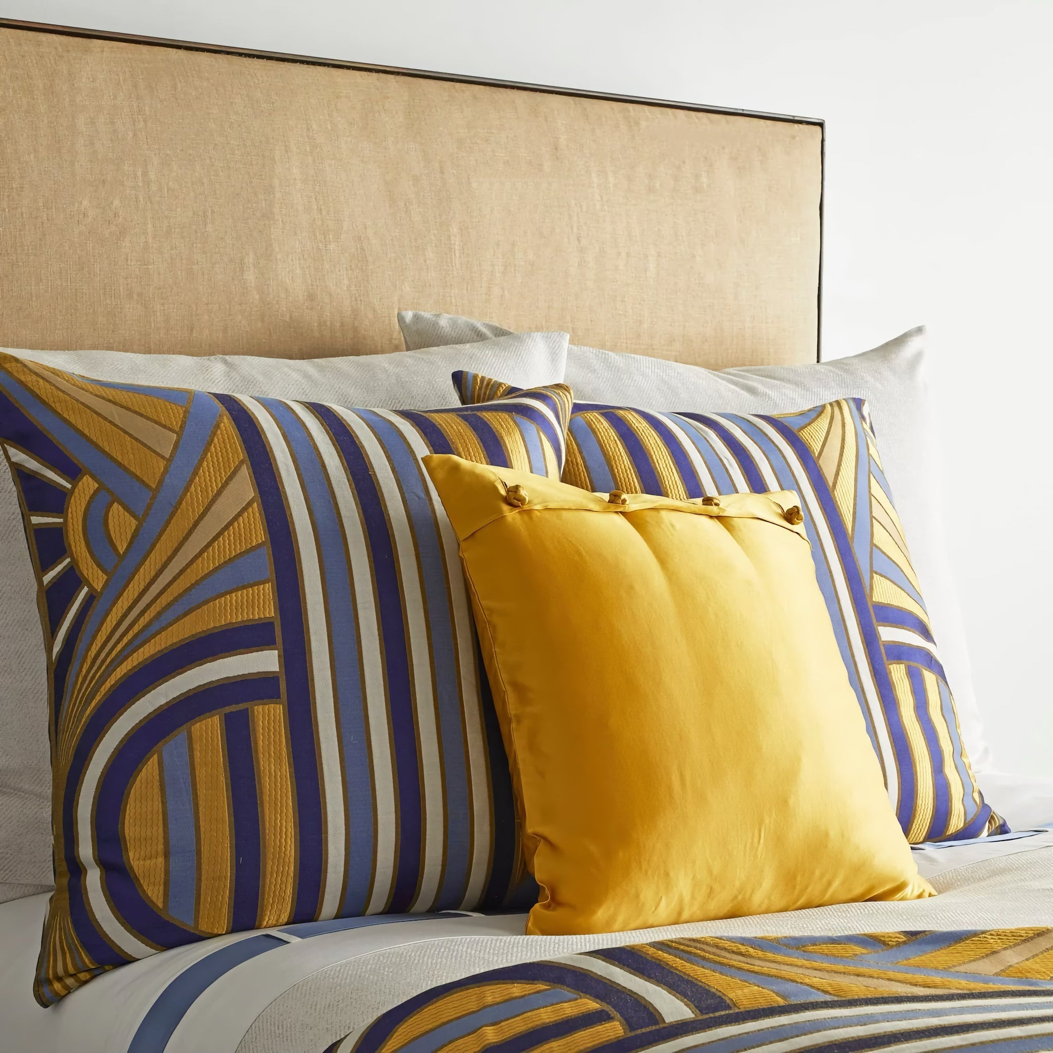 The Met x Ann Gish Lever du Soleil Throw and Decorative Pillow - Blues