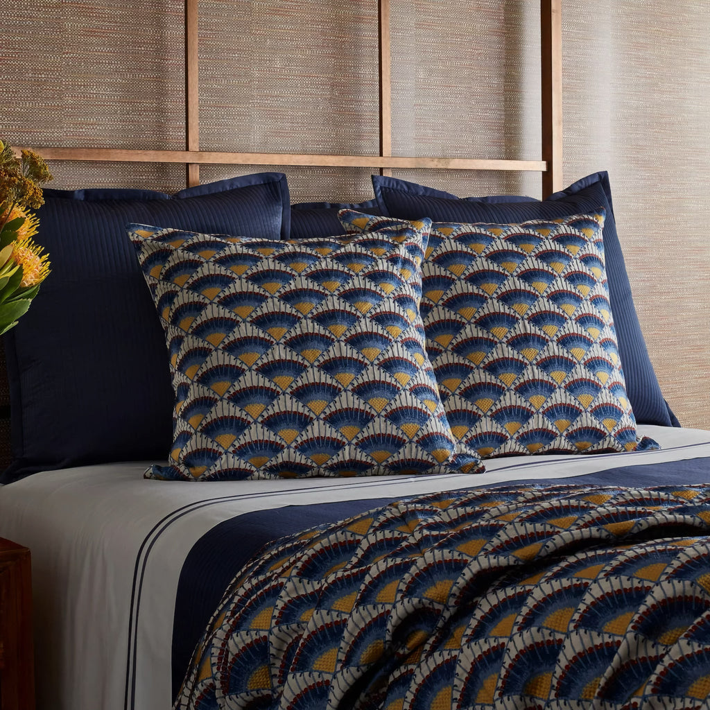 The Met x Ann Gish Maiolica Duvet Cover and Decorative Pillow - Blues