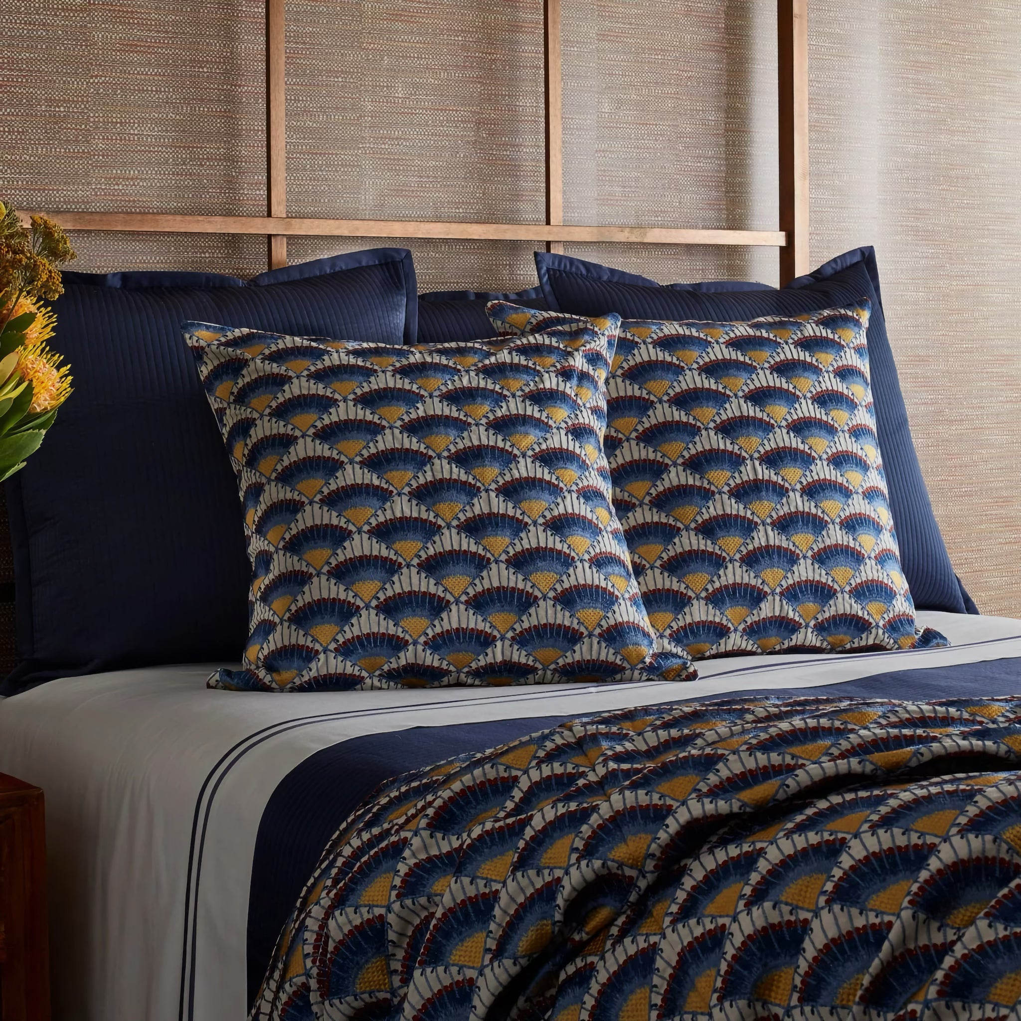 The Met x Ann Gish Maiolica Duvet Cover and Decorative Pillow - Blues