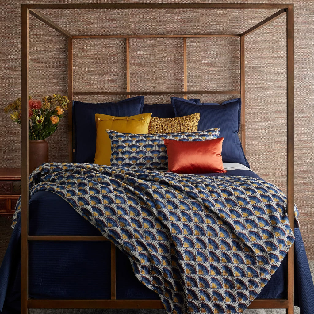 The Met x Ann Gish Maiolica Duvet Cover and Decorative Pillow - Blues