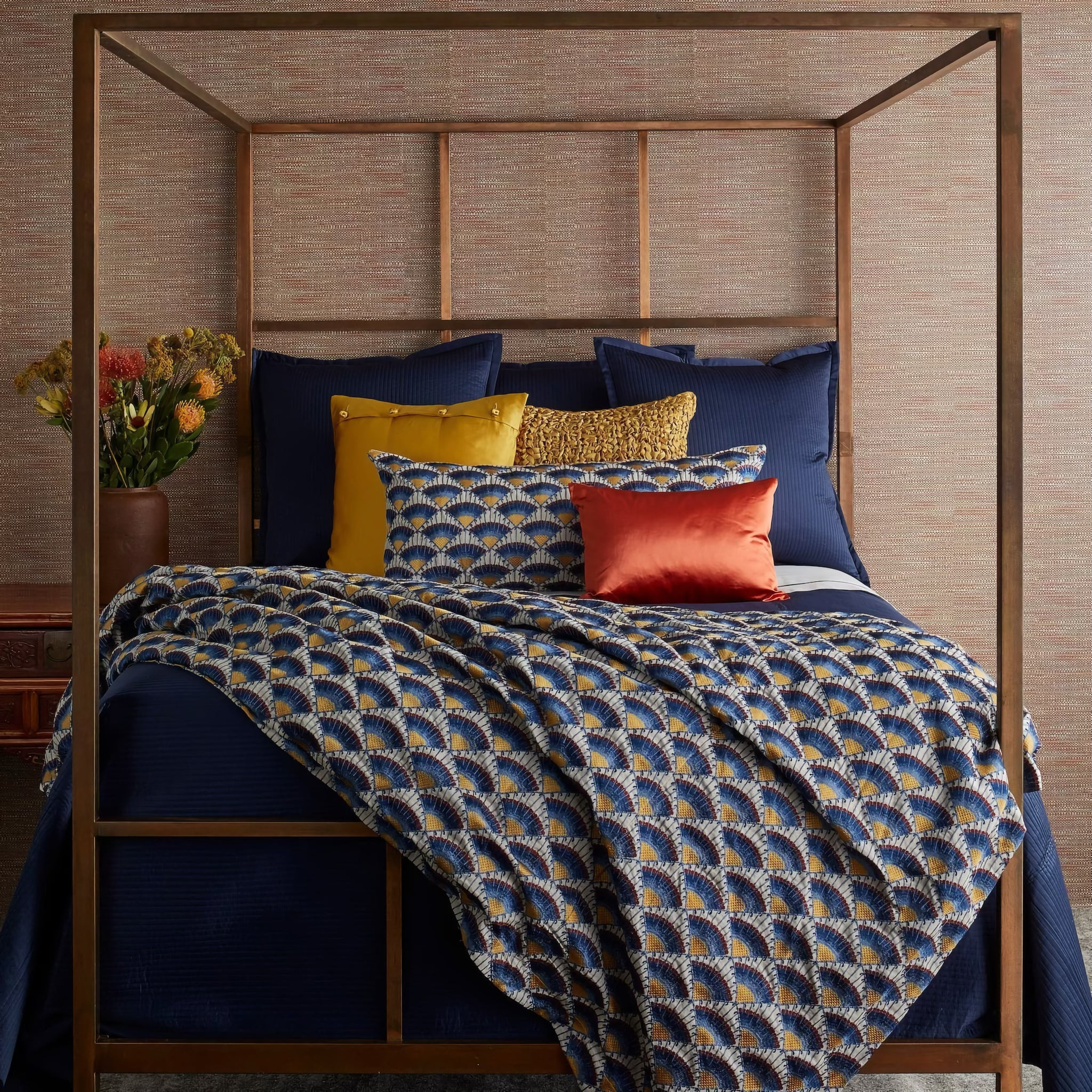 The Met x Ann Gish Maiolica Duvet Cover and Decorative Pillow - Blues