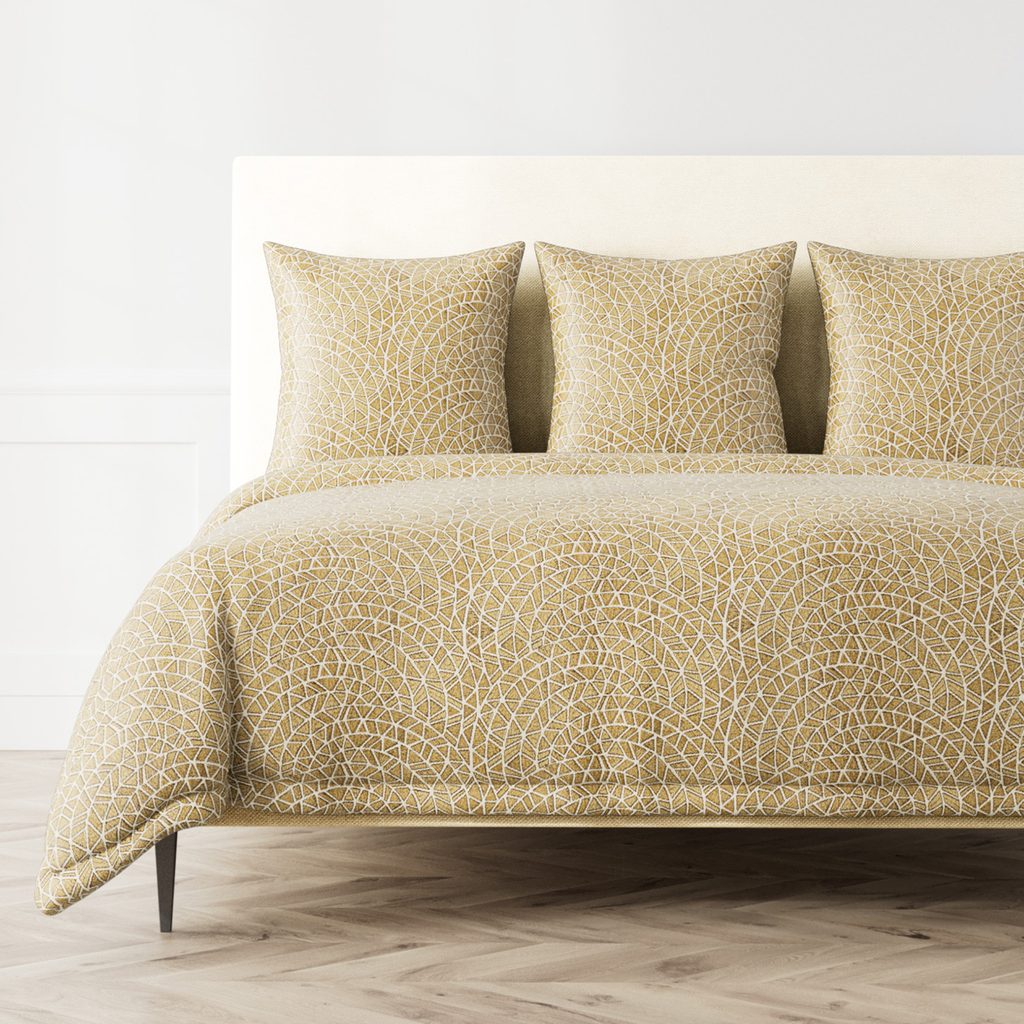 The Met x Ann Gish Ornament Duvet Cover and Decorative Pillow - Gold/Charcoal