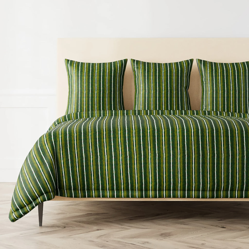 The Met x Ann Gish Pluma Duvet Cover and Decorative Pillow - Green