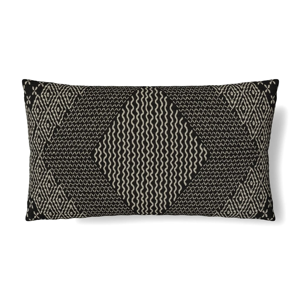 The Met x Ann Gish Sashiko Hishi-Moyo Duvet Cover and Decorative Pillow - Charcoal