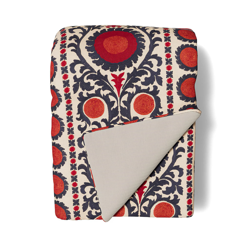 The Met x Ann Gish Suzani Throw and Decorative Pillow - Indigo