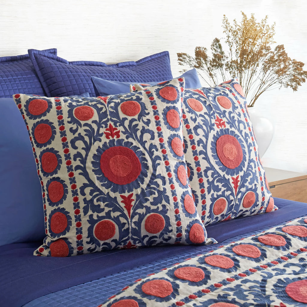 The Met x Ann Gish Suzani Throw and Decorative Pillow - Indigo
