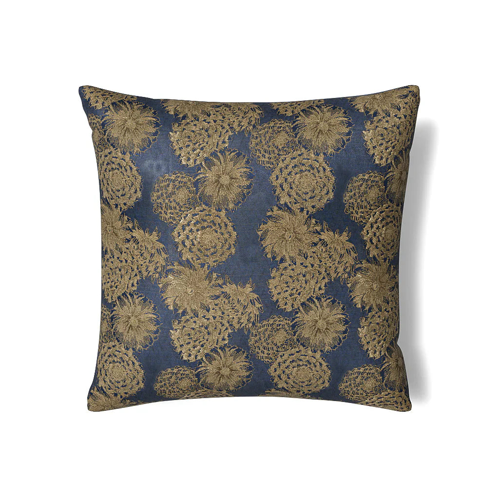 The Met x Ann Gish Chrysanthemum Bedding - Blue