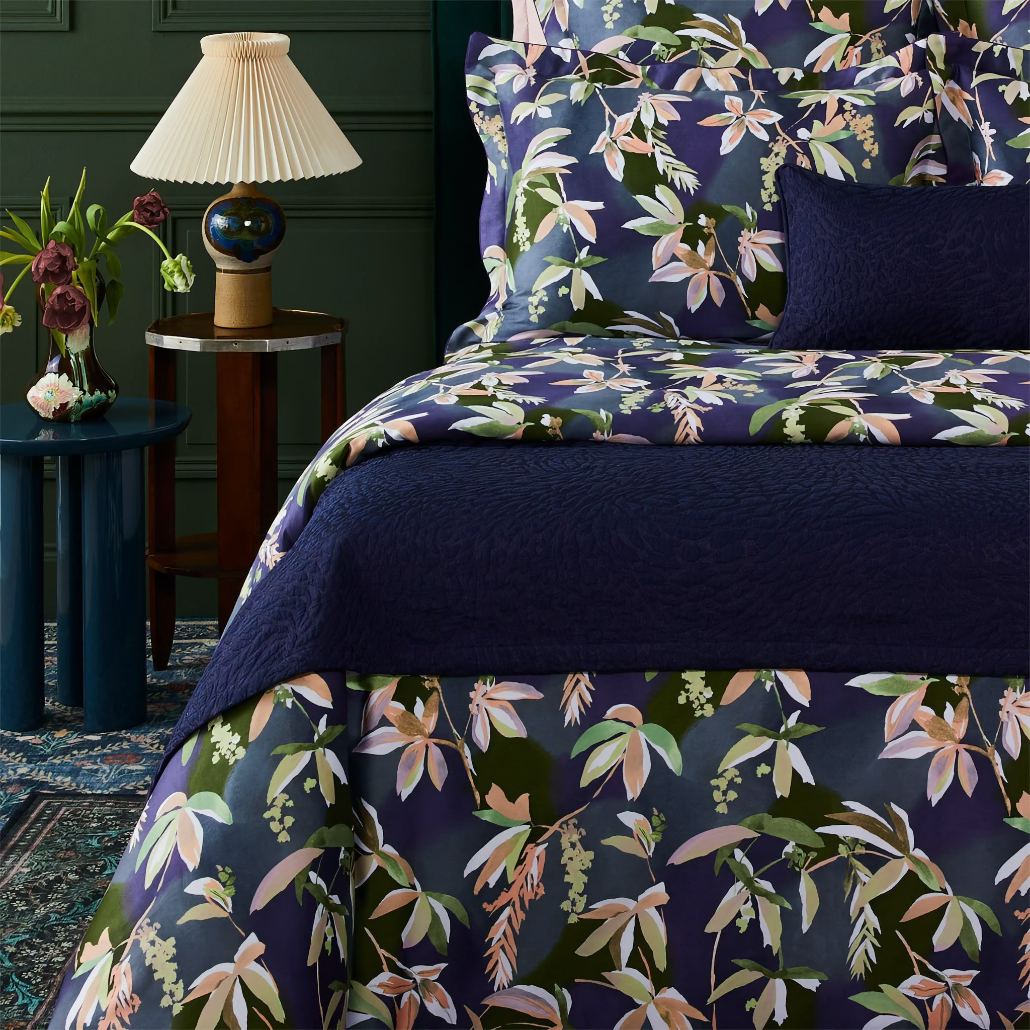 Yves Delorme Souvenir Coverlet and Decorative Pillow - Encre