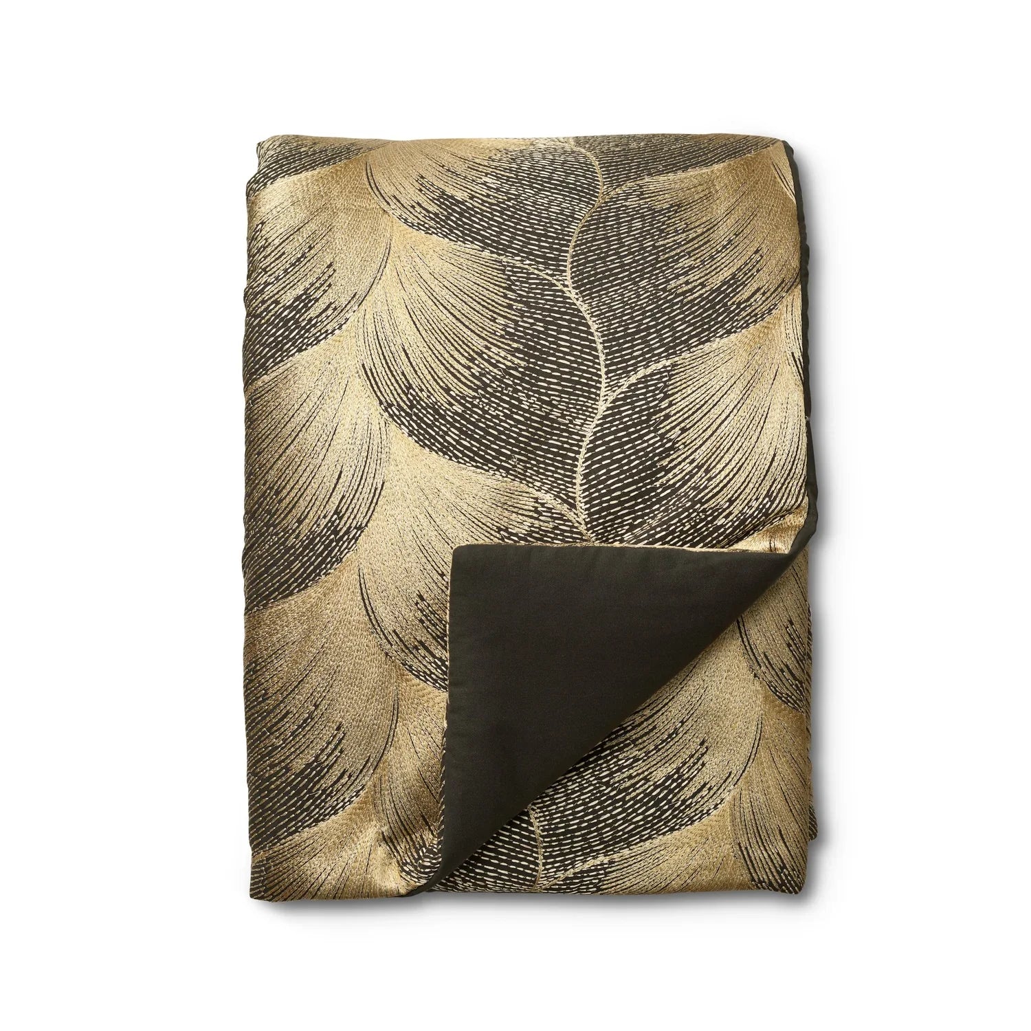 The Met x Ann Gish Fan Duvet Cover and Decorative Pillow - Umber/Gold